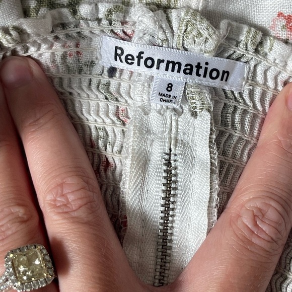 Reformation Minton Linen 100% Linen Floral Striped Sleeveless Top Bustier Sz 8 - Picture 9 of 13